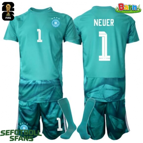 Tyskland Manuel Neuer #1 Målvakt Hemmaställ Barn VM 2026 Kortärmad (+ Korta byxor)